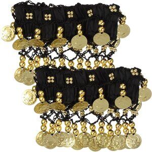 Belly Ankle Wrist Bracelets Chiffon Beaded Coins Dance Jewelry for Women
